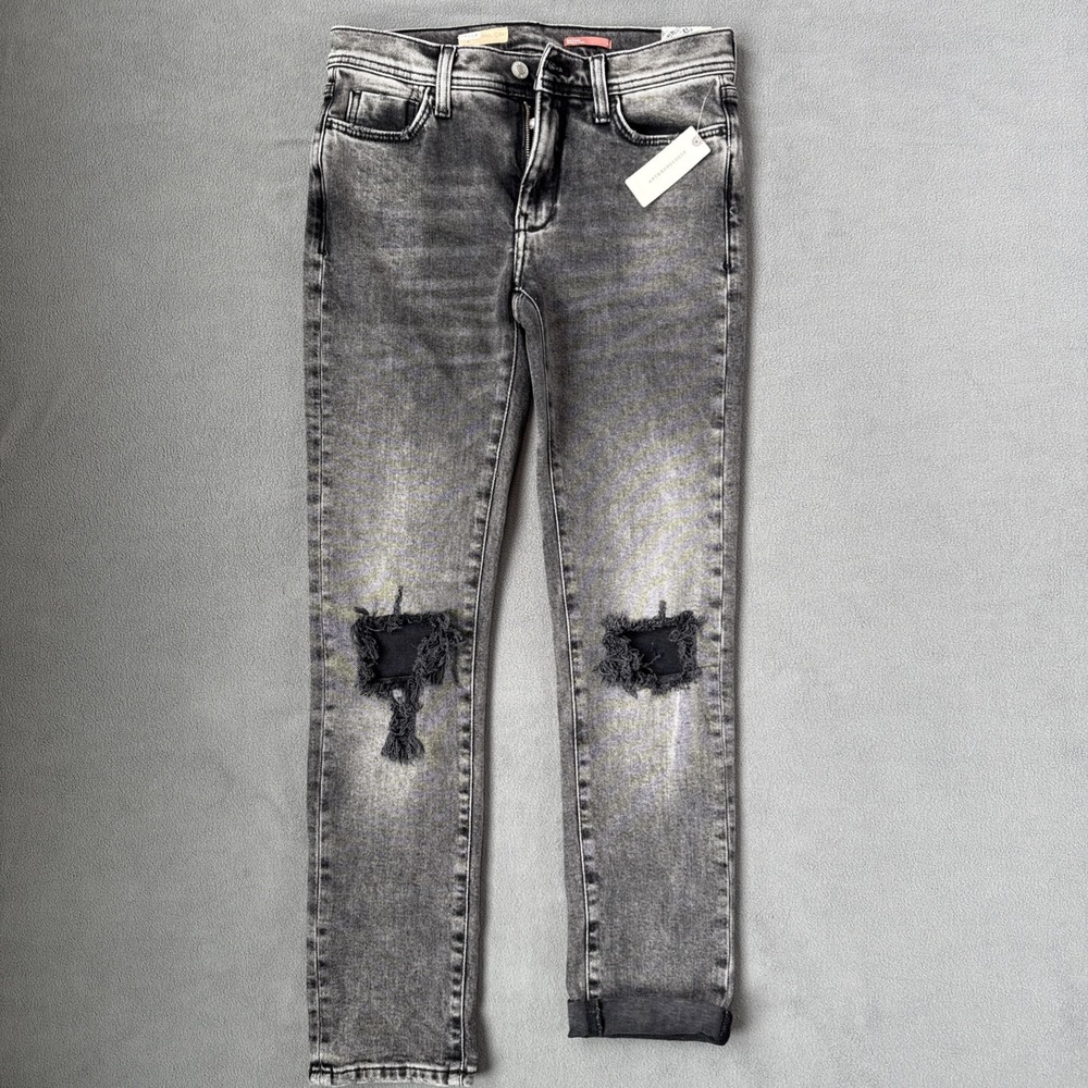 Pilcro Anthropologie Jeans Womens 25 Washed Black Slim Boyfriend Distressed NWT‎